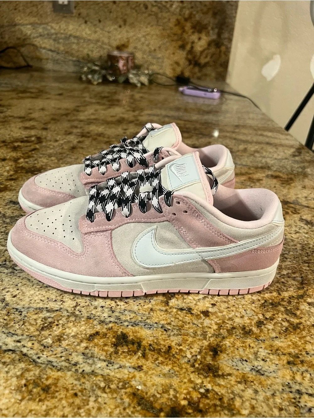 Nike Pink and White Low-Top Sneakers